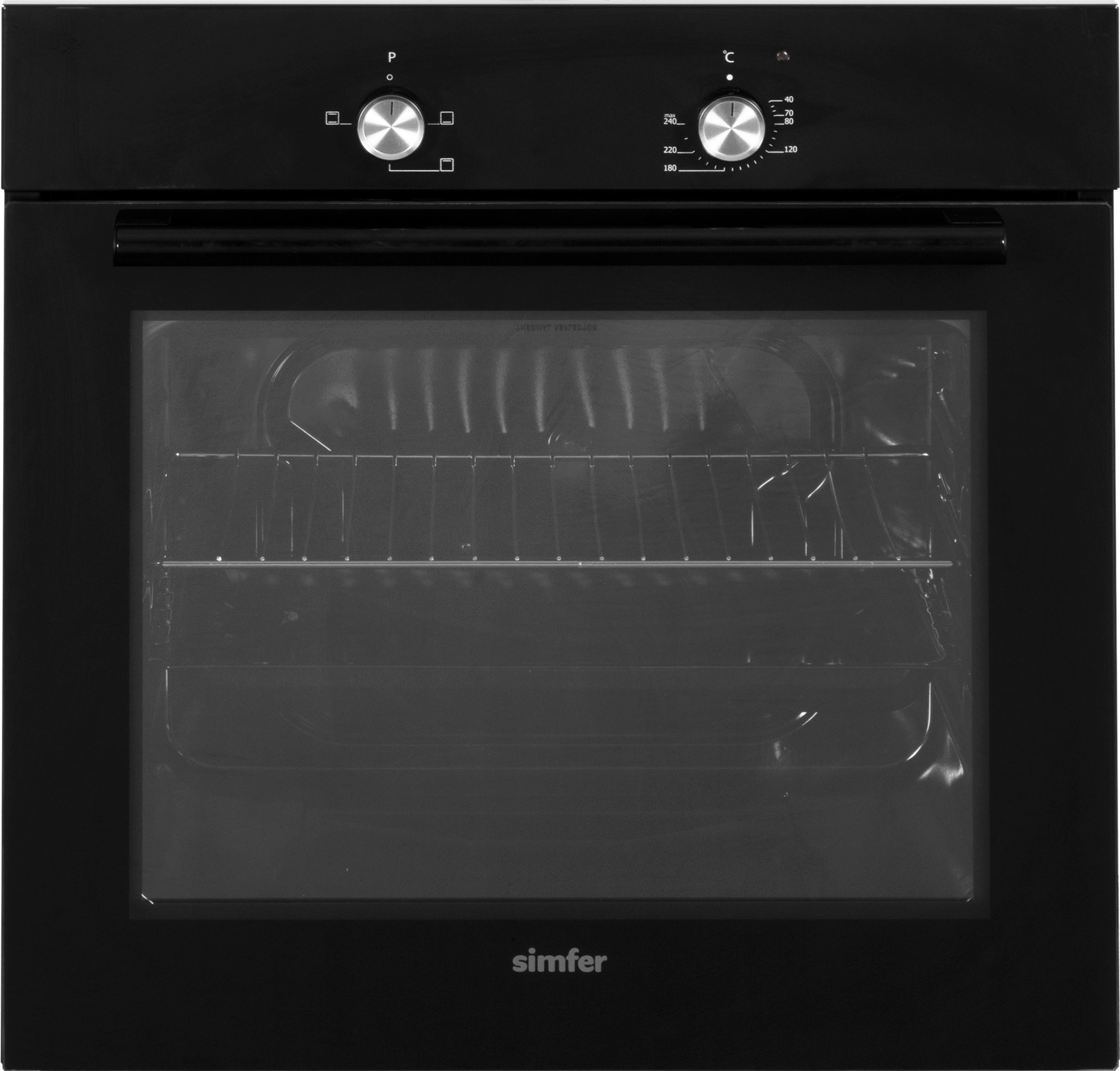 Simfer | Oven | 8004AERSP | 62 L | Electric | Manual | Mechanical control | Height 60 cm | Width 60 cm | Black