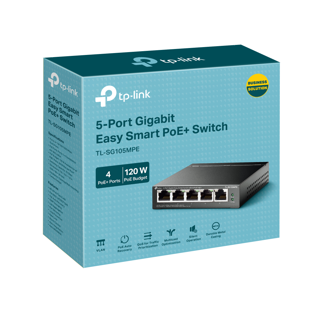 TP-LINK | 5-Port Gigabit Easy Smart Switch with 4-Port PoE+ | TL-SG105MPE | Managed L2 | Desktop | 60 month(s) - Image 4