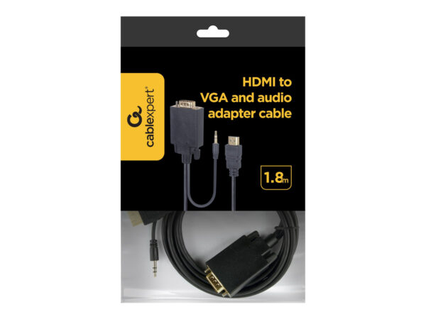 Cablexpert HDMI to VGA and  Audio Adapter Cable, Single Port, 1.8m, Black | Cablexpert - Image 8