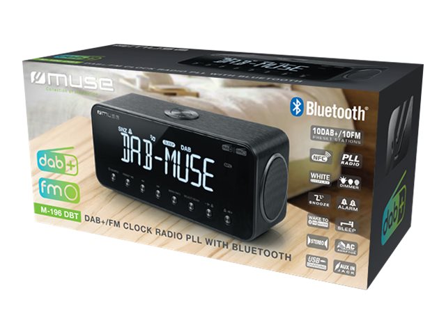 Muse | DAB+/FM Clock Radio with Bluetooth | M-196 DBT | Alarm function | NFC features | AUX in | Black - Image 6
