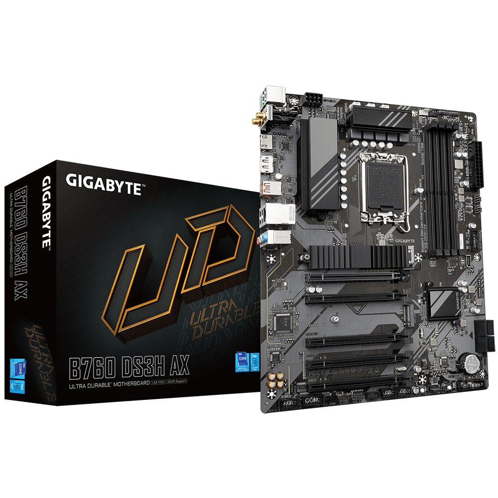 Gigabyte | B760 DS3H AX 1.x M/B | Processor family Intel | Processor socket LGA1700 | DDR5 DIMM | Memory slots 4 | Supported hard disk drive interfaces SATA, M.2 | Number of SATA connectors 4 | Chipset Intel B760 Express | ATX - Image 6