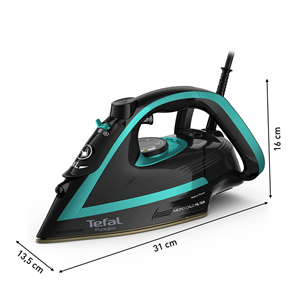 TEFAL | Iron | FV8066E0 | Steam Iron | 3000 W | Water tank capacity 270 ml | Continuous steam 50 g/min | Steam boost performance 280 g/min | Black/Blue - Image 4