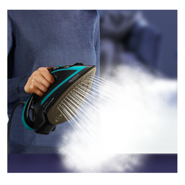 TEFAL | Iron | FV8066E0 | Steam Iron | 3000 W | Water tank capacity 270 ml | Continuous steam 50 g/min | Steam boost performance 280 g/min | Black/Blue - Image 6