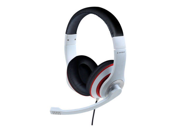 Gembird | Stereo Headset | MHS 03 WTRDBK | 3.5 mm | White and Black Color with Red Ring | Headset - Image 2