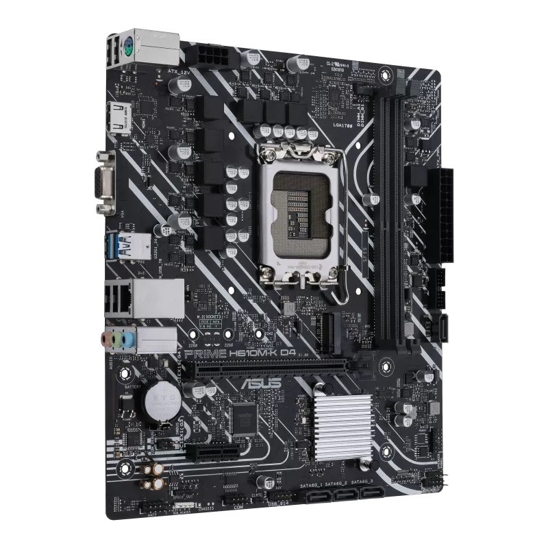 Asus | PRIME H610M-K D4 | Processor family Intel | Processor socket LGA1700 | DDR4 DIMM | Memory slots 2 | Supported hard disk drive interfaces SATA, M.2 | Number of SATA connectors 4 | Chipset Intel H610 | mATX - Image 3