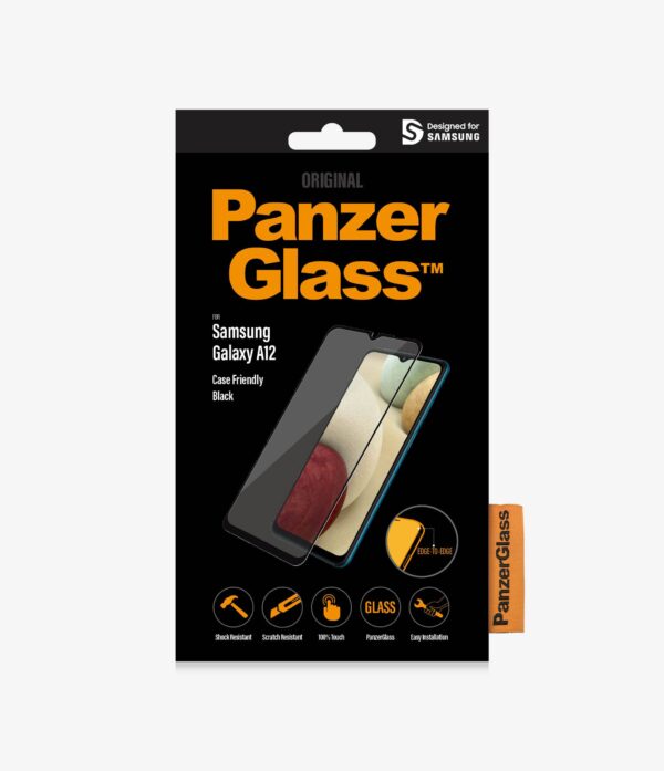 PanzerGlass | Samsung | Galaxy A12 | Tempered glass | Black | Full frame coverage; Rounded edges; Crystal clear; 100% touch preservation | Case Friendly - Image 4