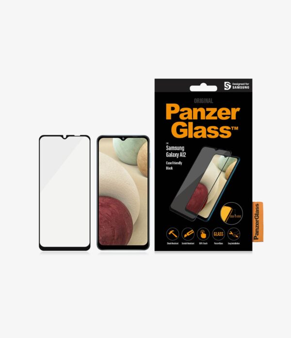 PanzerGlass | Samsung | Galaxy A12 | Tempered glass | Black | Full frame coverage; Rounded edges; Crystal clear; 100% touch preservation | Case Friendly - Image 6
