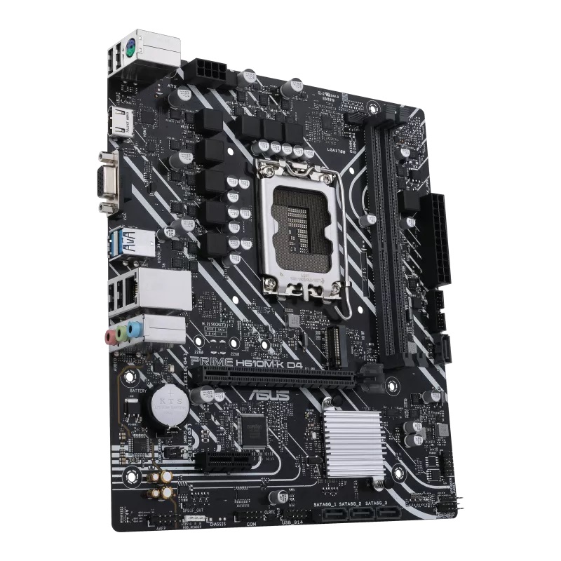 Asus | PRIME H610M-K D4 | Processor family Intel | Processor socket LGA1700 | DDR4 DIMM | Memory slots 2 | Supported hard disk drive interfaces SATA, M.2 | Number of SATA connectors 4 | Chipset Intel H610 | mATX - Image 5