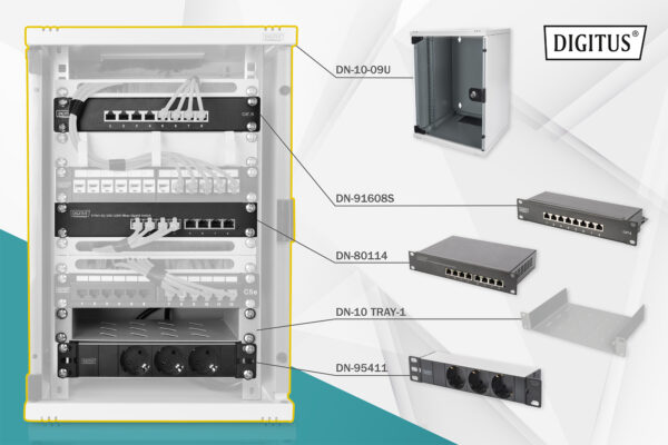 Digitus | Network Set - 254 mm (10") - 9U, 312 x 300 mm | DN-10-SET-2 | Grey - Image 11