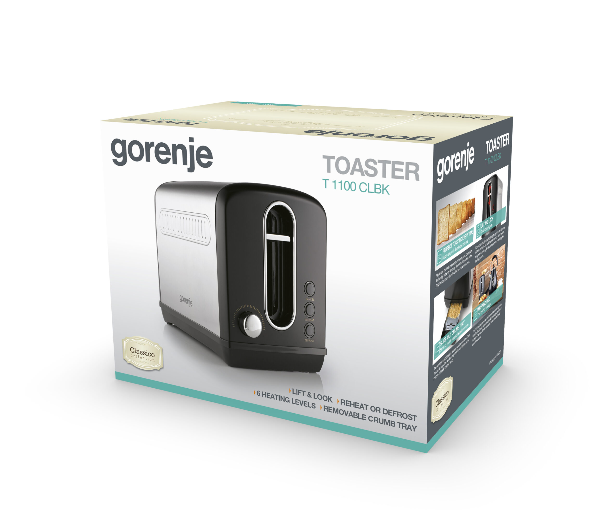 Gorenje | Toaster | T1100CLBK | Power 1100 W | Number of slots 2 | Housing material Plastic/Metal | Black - Image 5