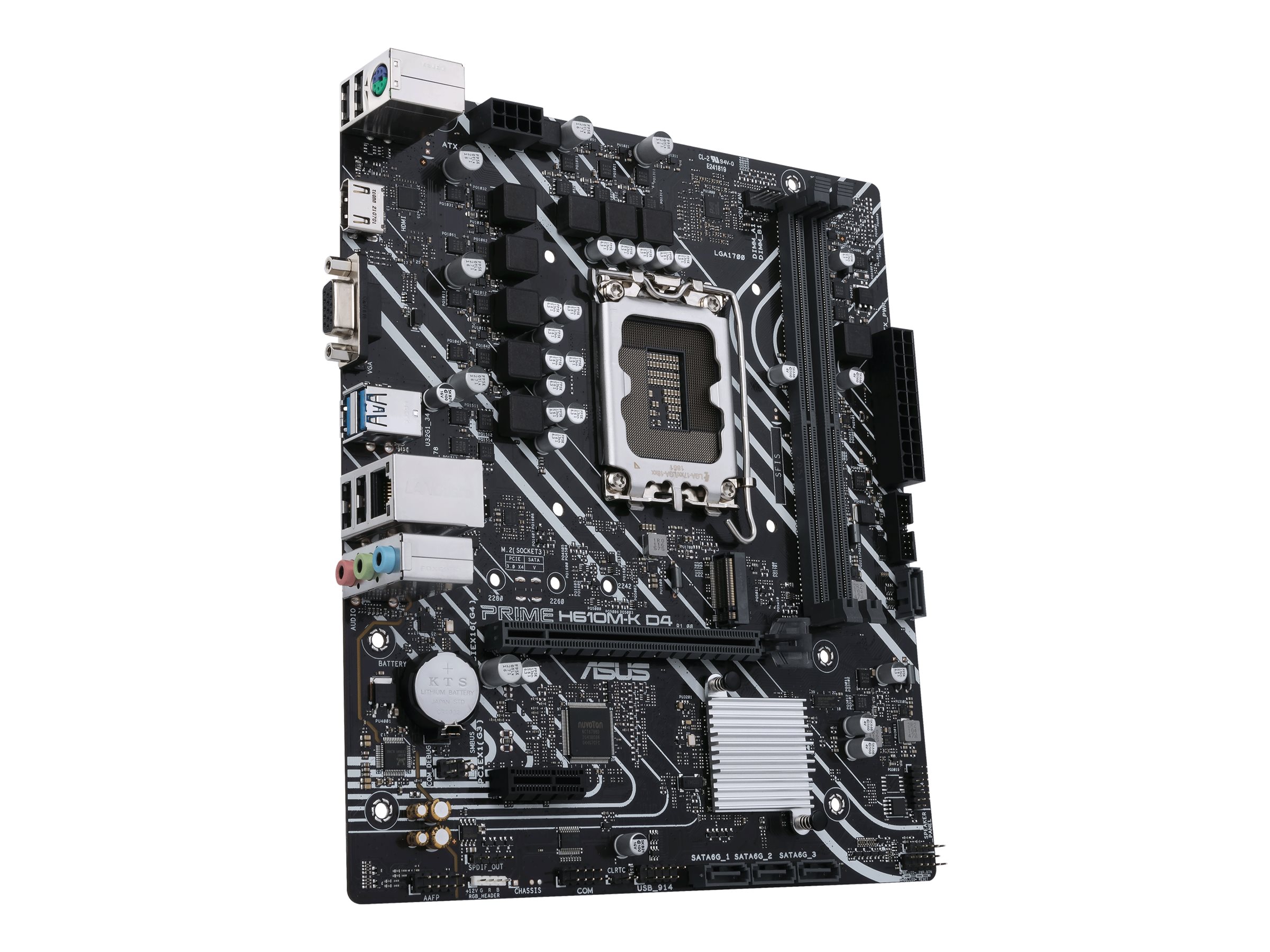 Asus | PRIME H610M-K D4 | Processor family Intel | Processor socket LGA1700 | DDR4 DIMM | Memory slots 2 | Supported hard disk drive interfaces SATA, M.2 | Number of SATA connectors 4 | Chipset Intel H610 | mATX - Image 6