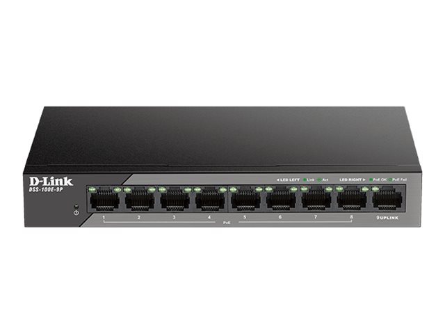D-Link DSS-100E-9P Switch L2 Unmanaged,Stand-alone,8x10/100Base-TX ports,1x10/100/1000Base-T port | D-Link - Image 2