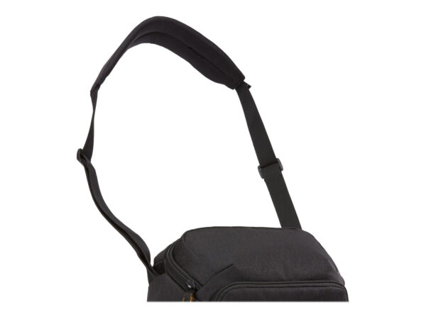 Case Logic | Viso Small Camera Bag | CVCS-102 | Shoulder bag | Black | Fits a compact DSLR with zoom lens or a mirrorless camera with 1-2 extra lenses; Articulating strap for comfortable side-body or cross-body sling use; Egg crate foam in camera compartment for added protection; Adjustable, padded divider to customize storage; Front panel organization includes mesh pockets and a key fob; Carry in comfort with densely padded shoulder strap and back panel; Built to last with durable, premium materials | EVA base, Water-resistant - Image 10
