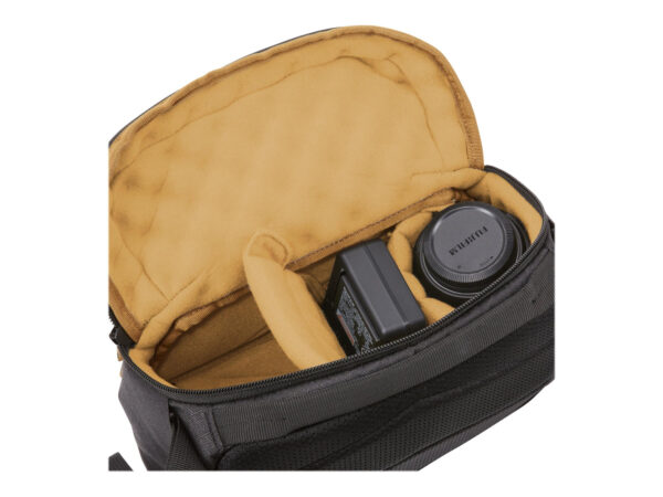 Case Logic | Viso Small Camera Bag | CVCS-102 | Shoulder bag | Black | Fits a compact DSLR with zoom lens or a mirrorless camera with 1-2 extra lenses; Articulating strap for comfortable side-body or cross-body sling use; Egg crate foam in camera compartment for added protection; Adjustable, padded divider to customize storage; Front panel organization includes mesh pockets and a key fob; Carry in comfort with densely padded shoulder strap and back panel; Built to last with durable, premium materials | EVA base, Water-resistant - Image 14