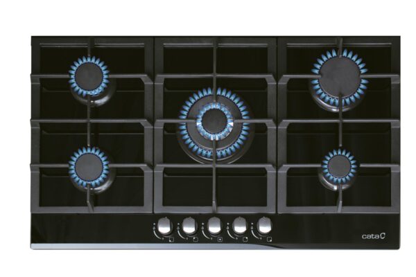 CATA | Hob | LCI 9041 BK | Gas on glass | Number of burners/cooking zones 5 | Rotary knobs | Black