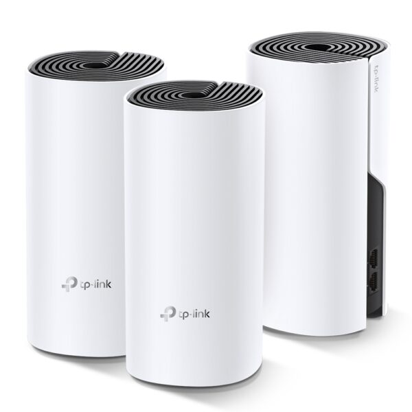 Whole Home Mesh Wi-Fi System | Deco E4 (3-pack) | 802.11ac | 867+300 Mbit/s | 10/100 Mbit/s | Ethernet LAN (RJ-45) ports 2 | Mesh Support Yes | MU-MiMO No | No mobile broadband | Antenna type 2xInternal