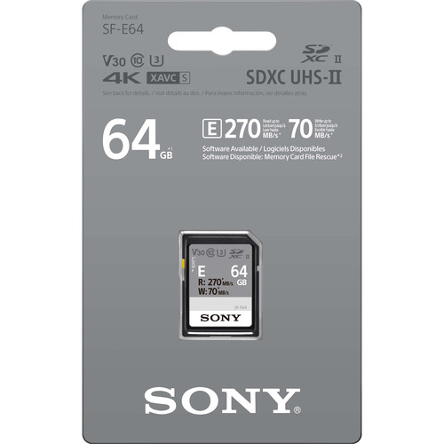 Sony 64GB SF-E Series SDXC UHS-II Memory Card, V30 | Sony | SF-E UHS-II SDXC Memory Card | SFE64 | 64 GB | SDXC | Flash memory class 10 - Image 2