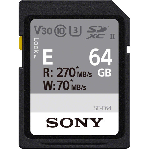 Sony 64GB SF-E Series SDXC UHS-II Memory Card, V30 | Sony | SF-E UHS-II SDXC Memory Card | SFE64 | 64 GB | SDXC | Flash memory class 10