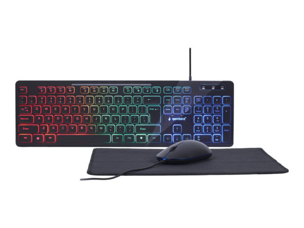Gembird | 3-in-1 Backlight Desktop Set | KBS-UML-01 | Keyboard, Mouse and Pad Set | Wired | Mouse included | US | Black - Image 4