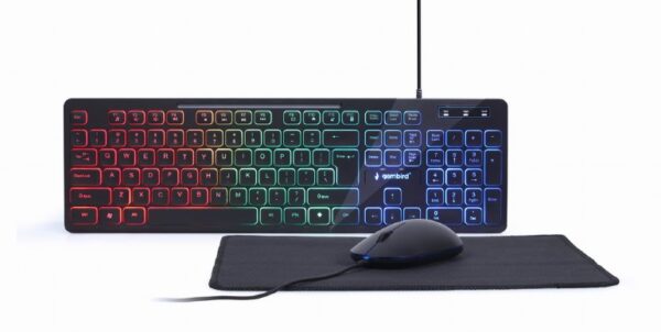 Gembird | 3-in-1 Backlight Desktop Set | KBS-UML-01 | Keyboard, Mouse and Pad Set | Wired | Mouse included | US | Black - Image 2