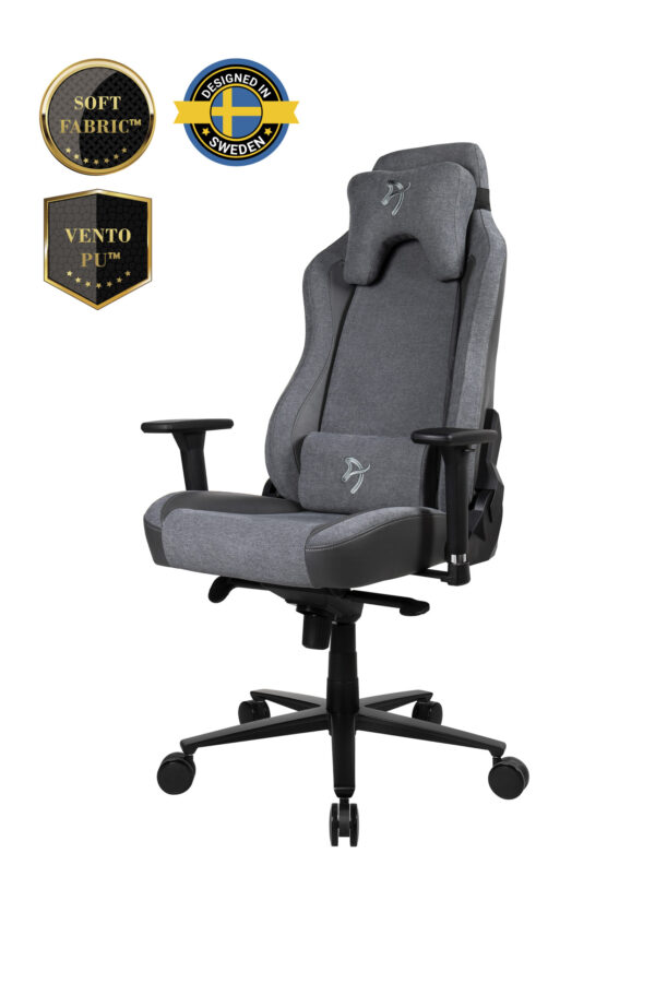 Arozzi Vernazza Vento Gaming Chair Vento Polyurethane; Soft Fabric; Metal; Aluminium | Ash - Image 2