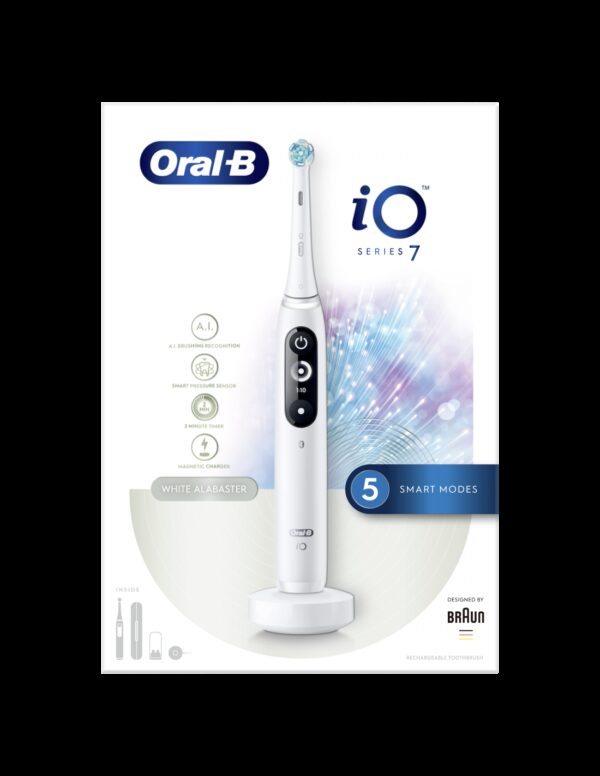 Oral-B | Electric toothbrush | iO Series 7N | Rechargeable | For adults | Number of brush heads included 1 | Number of teeth brushing modes 5 | White Alabaster - Image 2