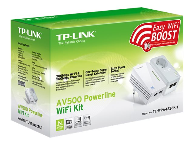 TP-LINK | AV600 Powerline Wi-Fi Kit | TL-WPA4226 KIT | 10/100 Mbit/s | Ethernet LAN (RJ-45) ports 4 | 802.11n | Wi-Fi data rate (max) 300 Mbit/s | Data transfer rate (max) 600 Mbit/s | Extra socket - Image 4