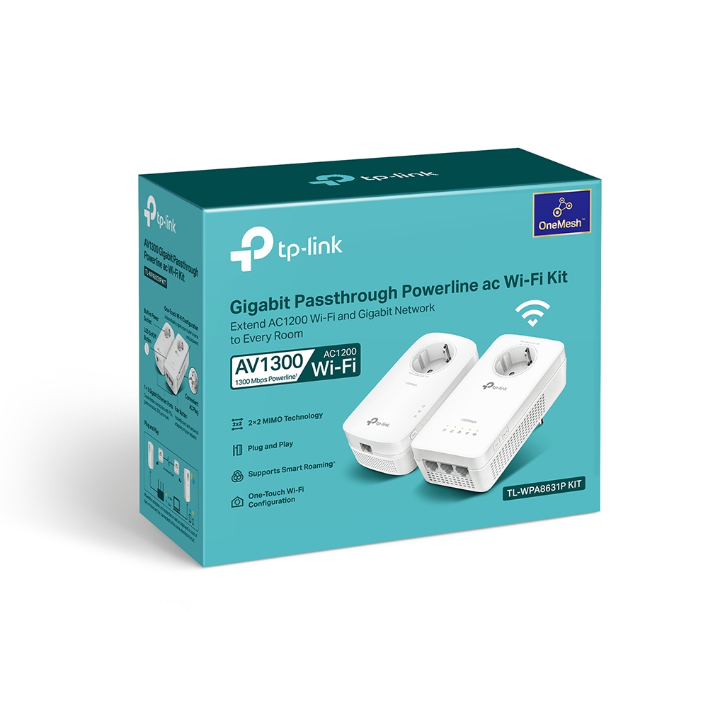 TP-LINK | AV1300 Gigabit Passthrough Powerline ac Wi-Fi Kit | TL-WPA8631P KIT | 1300 Mbit/s | Ethernet LAN (RJ-45) ports 3 | 802.11ac | Extra socket - Image 4