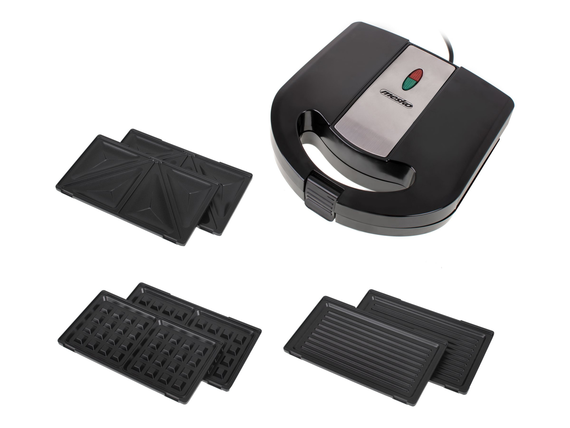 Mesko | Sandwich maker 3 in 1 | MS 3045 | 750 W | Number of plates 3 | Number of pastry 2 | Black/Silver - Image 2