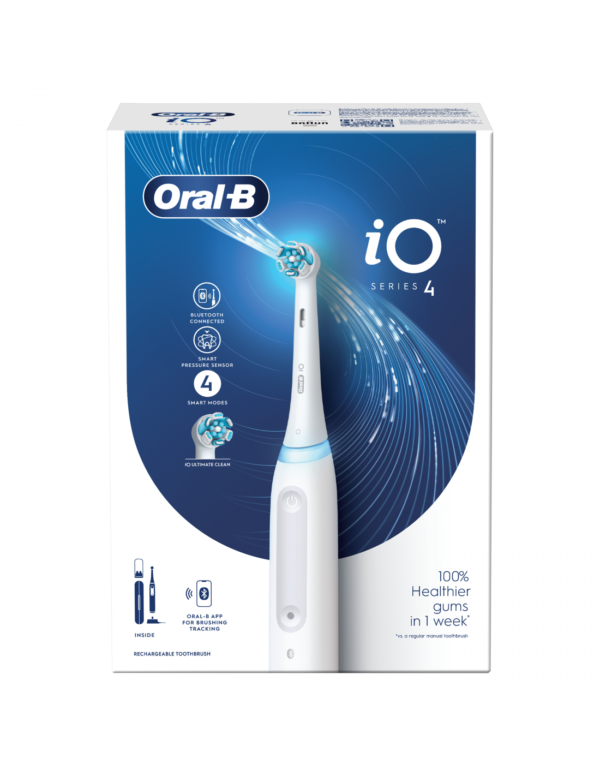 Oral-B | Electric Toothbrush | iO4 | Rechargeable | For adults | Number of brush heads included 1 | Number of teeth brushing modes 4 | Quite White - Image 3