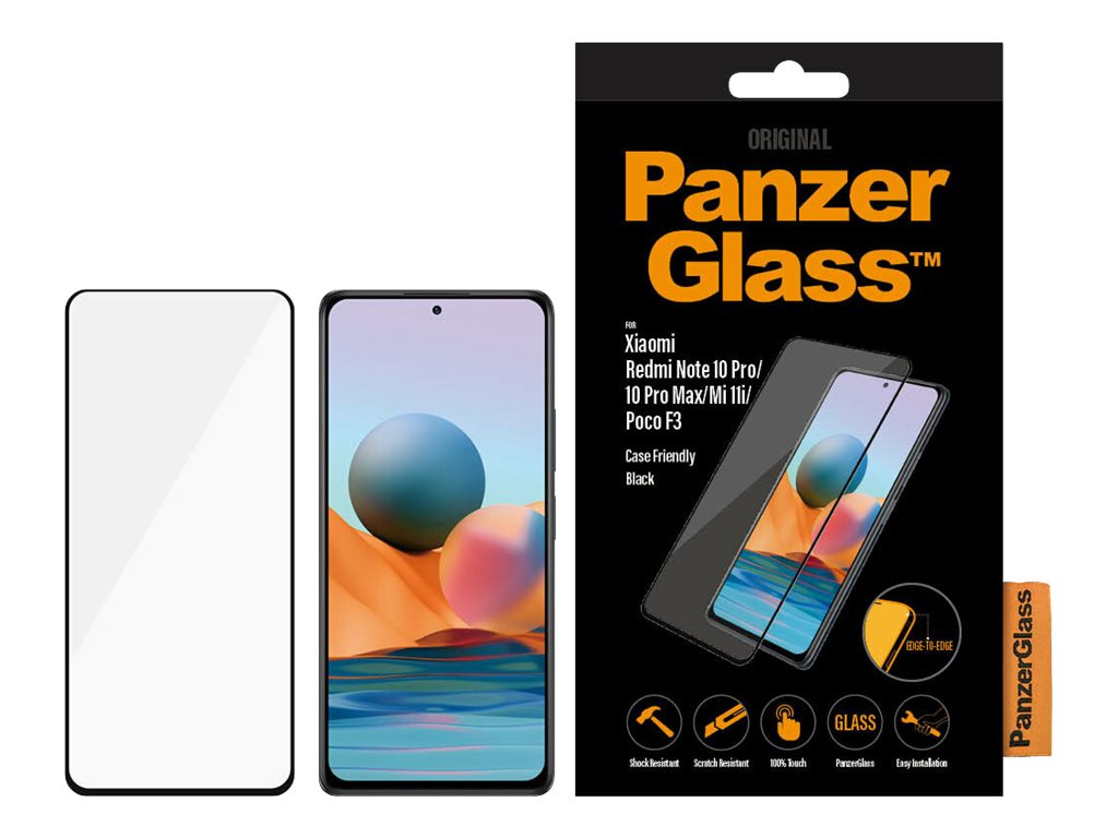 PanzerGlass | Screen protector | Xiaomi | Redmi Note 10 Pro/10 Pro Max/Mi 11i/ Xiaomi Poco F3 | Glass | Black | Full frame coverage; 100% touch preservation; Rounded edges | Case friendly - Image 8