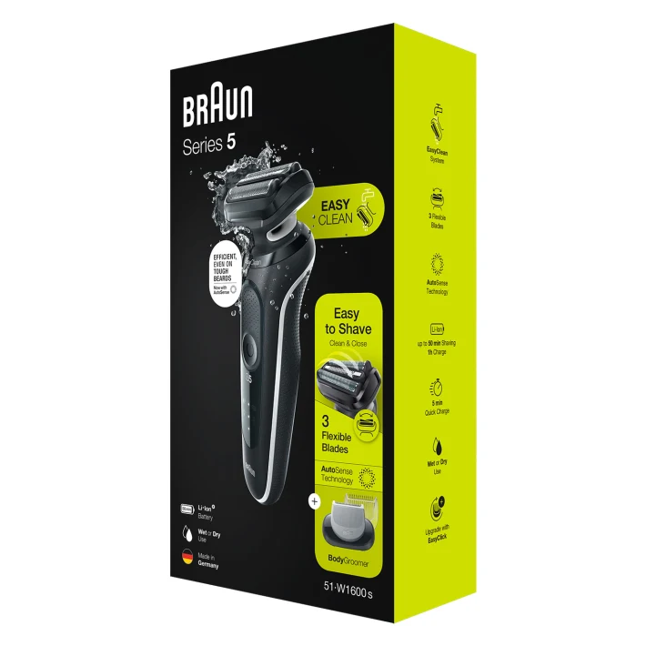 Braun | Shaver | 51-W1600s | Operating time (max) 50 min | Wet & Dry | Black/White - Image 3