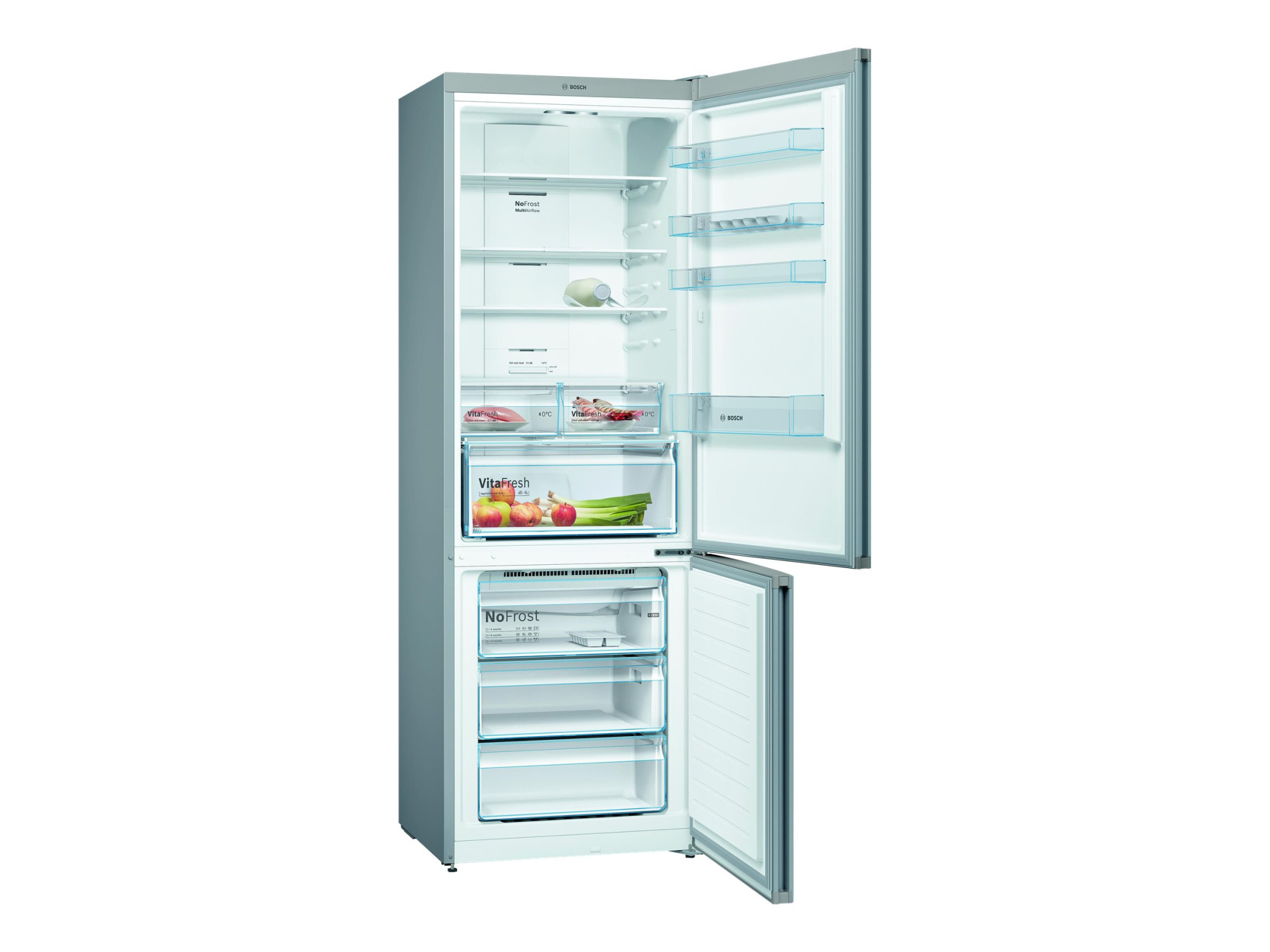 Bosch | Refrigerator | KGN49XLEA | Energy efficiency class E | Free standing | Combi | Height 203 cm | No Frost system | Fridge net capacity 330 L | Freezer net capacity 108 L | Display | 40 dB | Stainless steel - Image 4