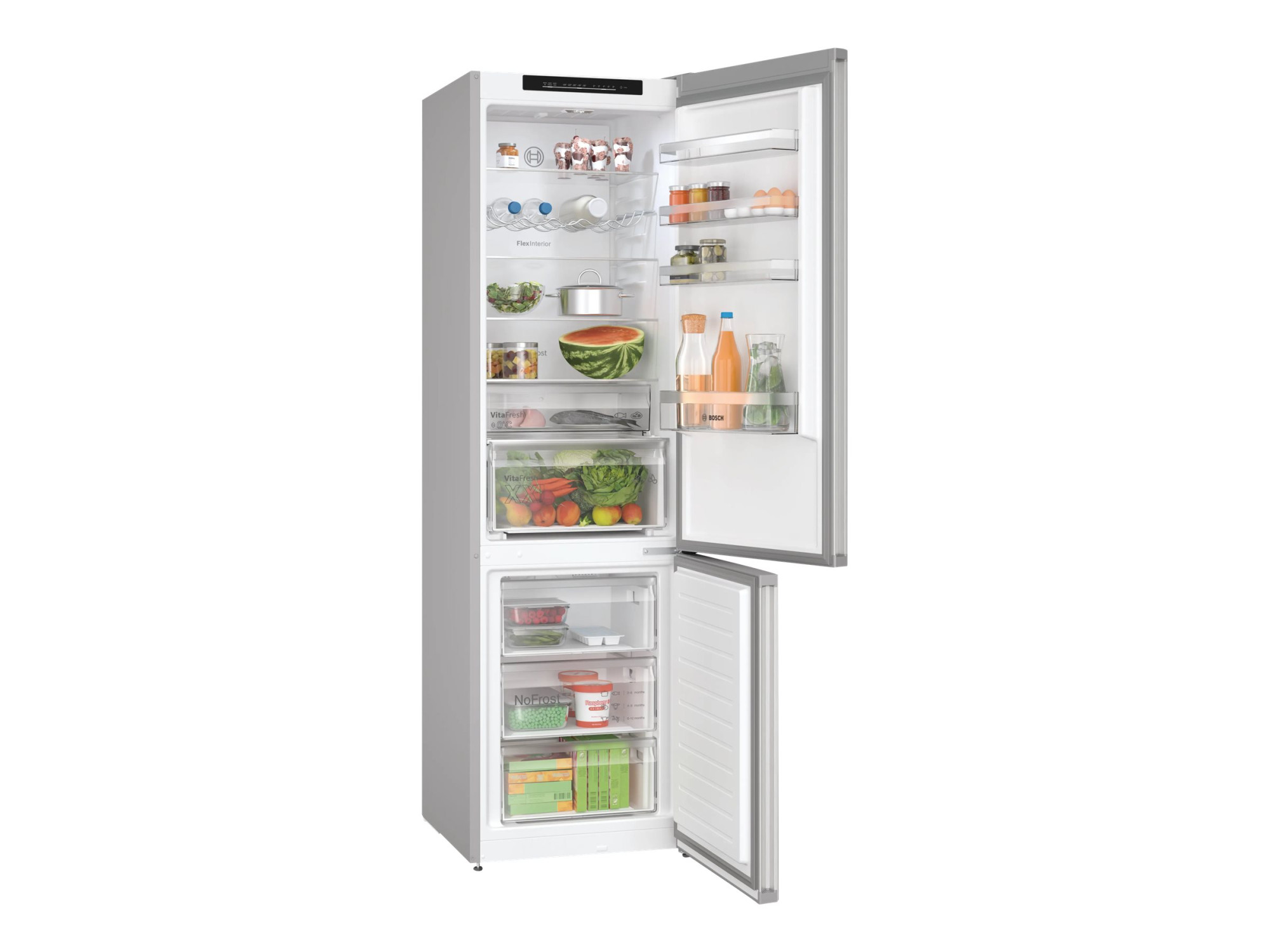 Bosch | Refrigerator | KGN392LDF | Energy efficiency class D | Free standing | Combi | Height 203 cm | No Frost system | Fridge net capacity 260 L | Freezer net capacity 103 L | 35 dB | Stainless steel - Image 3