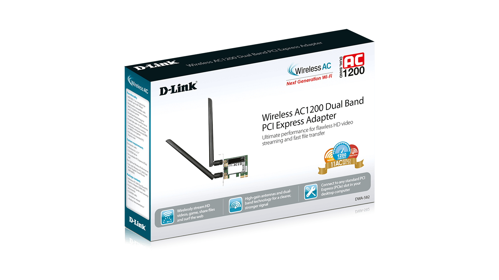 D-Link | DWA-582 Wireless 802.11n Dual Band PCIe Desktop Adapter - Image 7