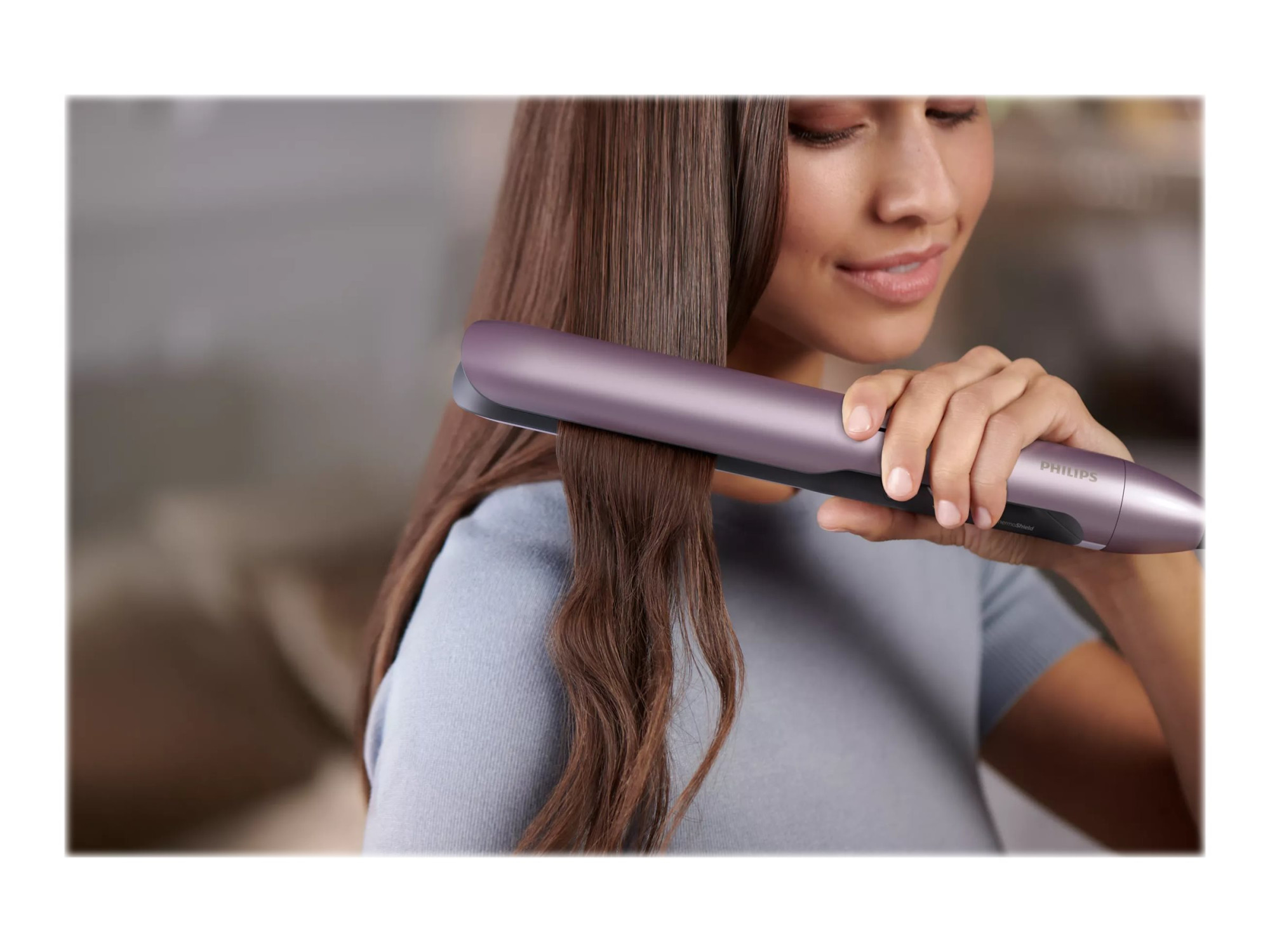 Philips | Hair Straitghtener | BHS530/00 | Warranty 24 month(s) | Ceramic heating system | Ionic function | Display LED | Temperature (max) 230 °C | Number of heating levels 12 | Metallic Pink - Image 9
