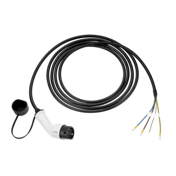 EV+ | EV-CBR-T2-32-3P-W | Charging Cable Type 2 3 phase OPEN END | 32 A | 5 m