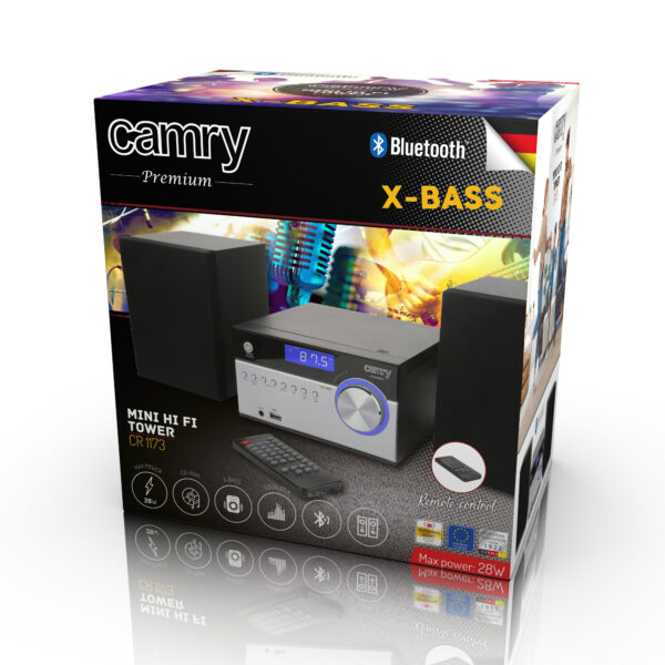 Camry | Mini Hi-Fi tower | CR 1173 | Bluetooth | 28 W | Speakers | FM/AM | USB connectivity - Image 7