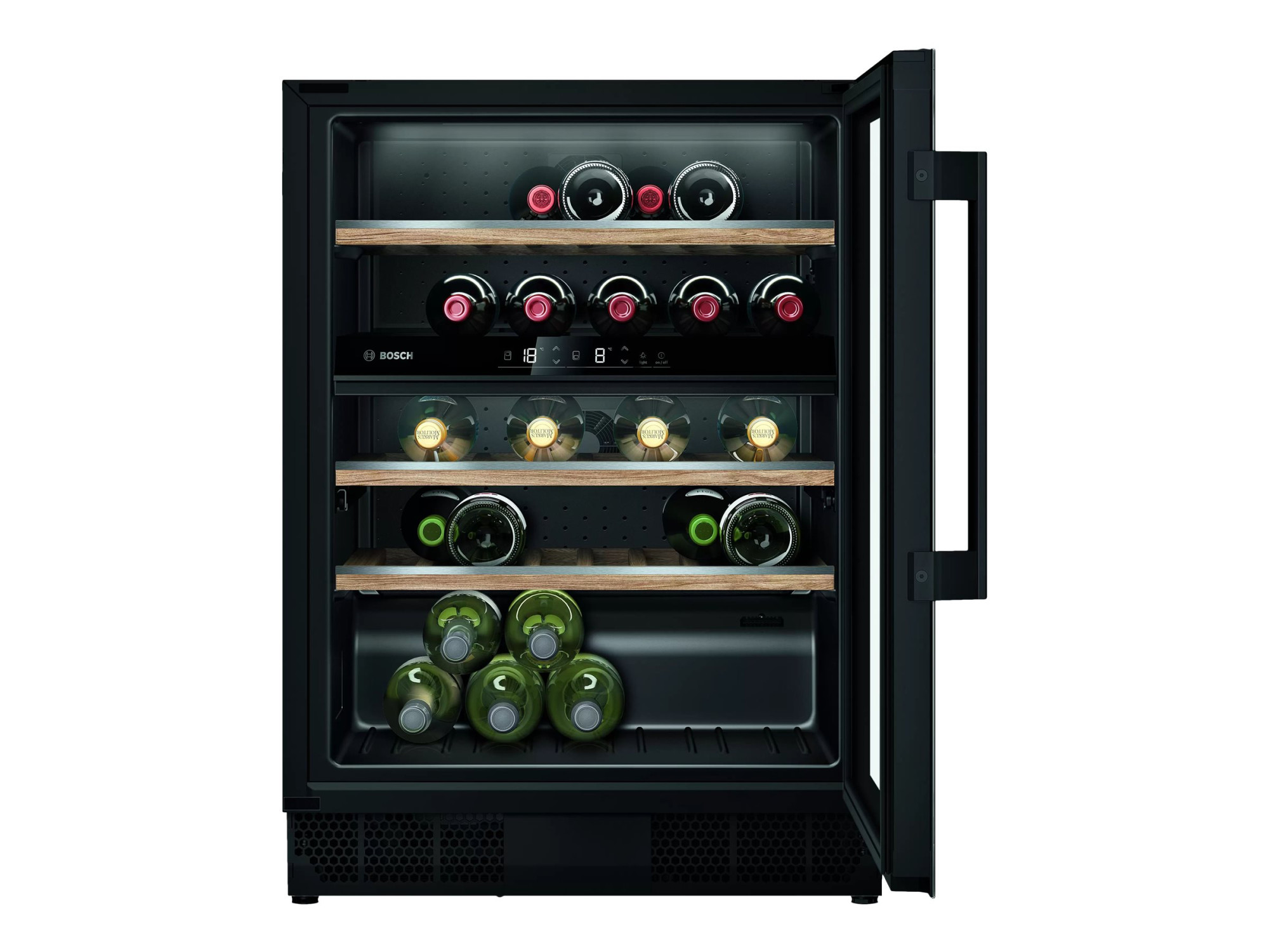 Bosch | Wine Cooler | KUW21AHG0 Series 6 | Energy efficiency class G | Built-in | Bottles capacity 44 | Black - Image 2