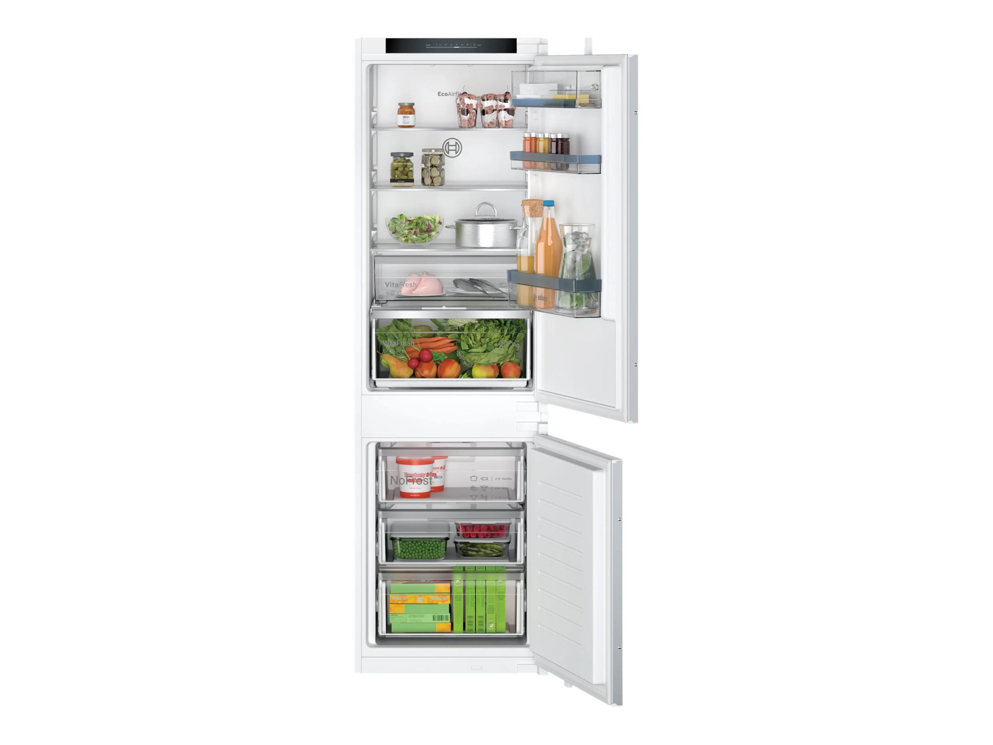 Bosch | Refrigerator | KIN86VSE0 Series 4 | Energy efficiency class E | Built-in | Combi | Height 177.5 cm | No Frost system | Fridge net capacity 184 L | Freezer net capacity 76 L | 35 dB | White - Image 4