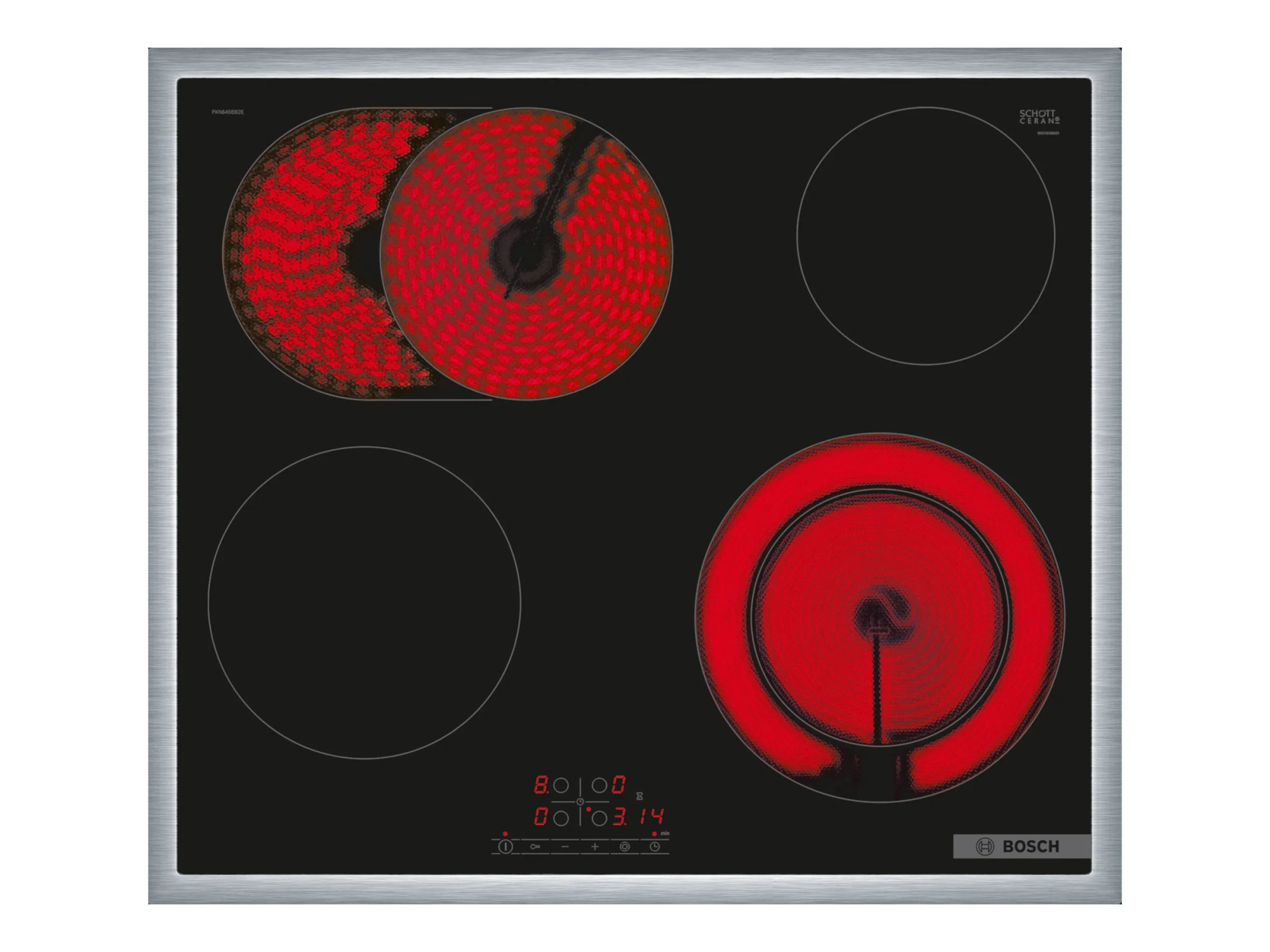 Bosch | Hob | PKN645BB2E Series 4 | Vitroceramic | Number of burners/cooking zones 4 | Touch | Timer | Black - Image 2