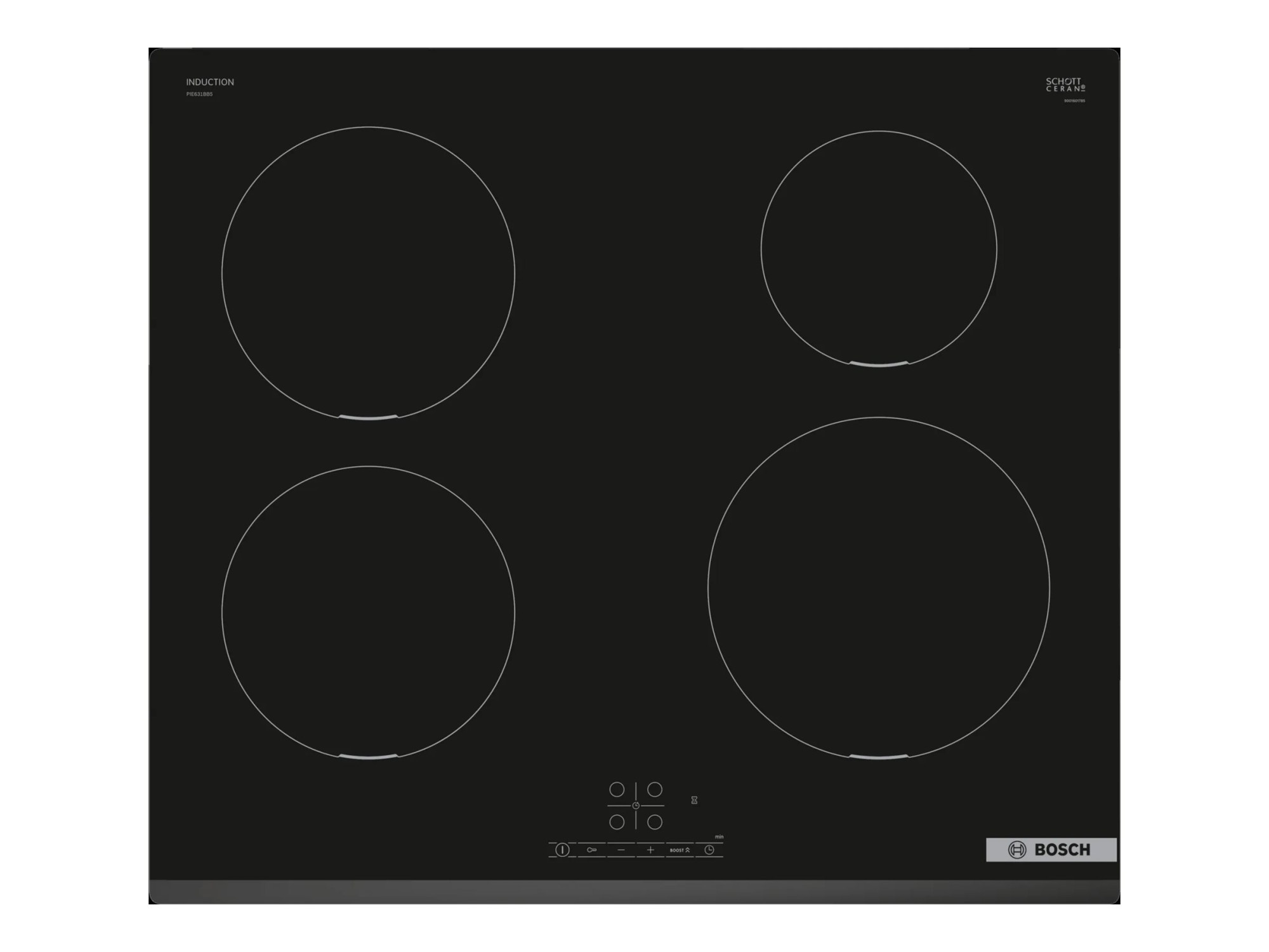 Bosch | Hob | PIE631BB5E Series 4 | Induction | Number of burners/cooking zones 4 | Touch | Timer | Black - Image 2