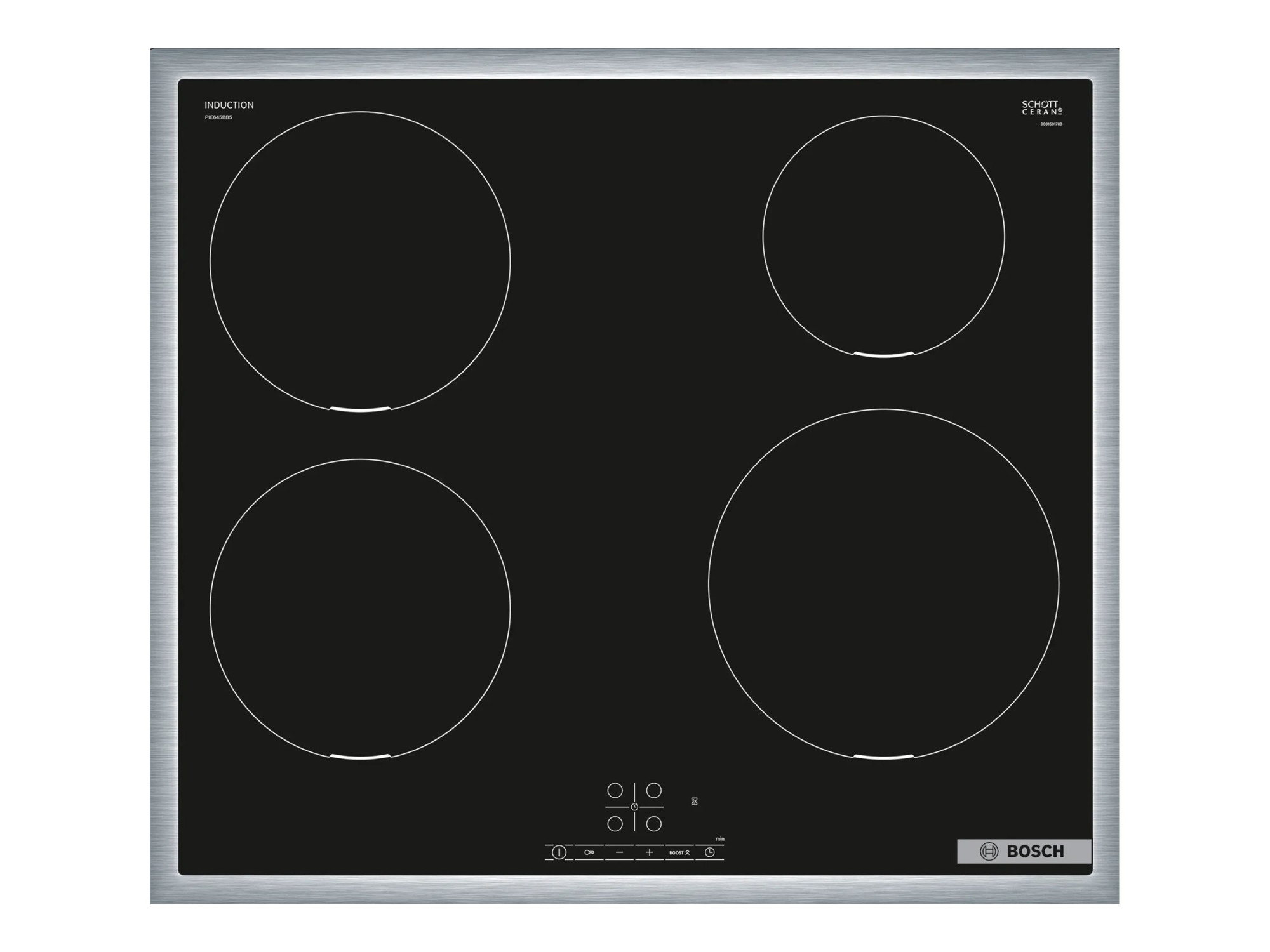 Bosch | Hob | PIE645BB5E Series 4 | Induction | Number of burners/cooking zones 4 | Touch | Timer | Black - Image 2