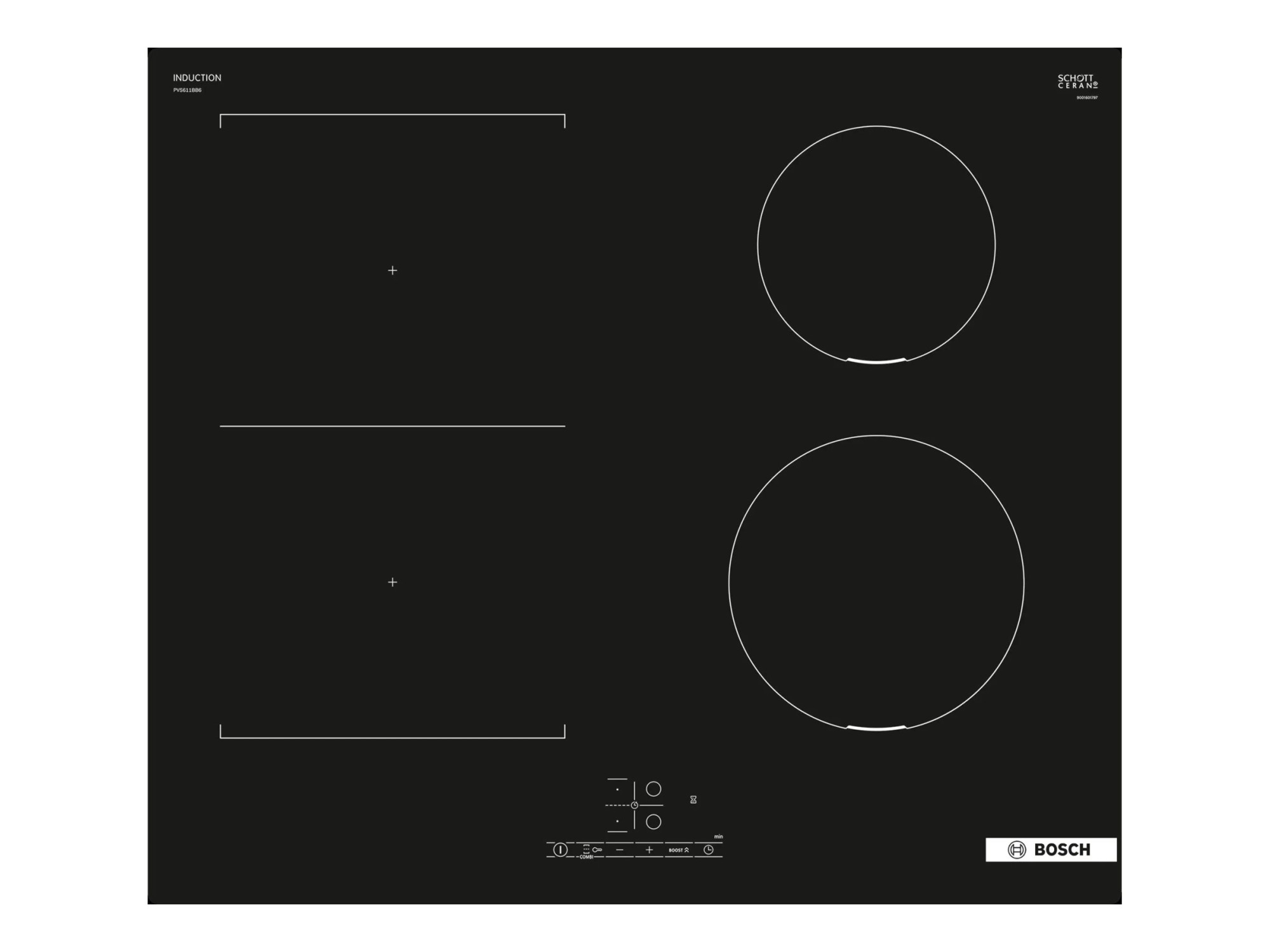 Bosch | PVS611BB6E Series 4 | Induction | Number of burners/cooking zones 4 | Touch | Timer | Black - Image 2