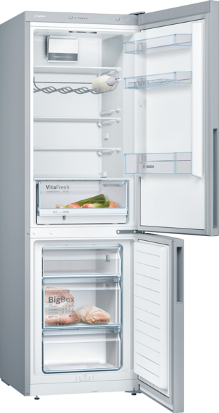 Bosch | Refrigerator | KGV36VIEAS | Energy efficiency class E | Free standing | Combi | Height 186 cm | No Frost system | Fridge net capacity 214 L | Freezer net capacity 94 L | 39 dB | Stainless Steel - Image 3