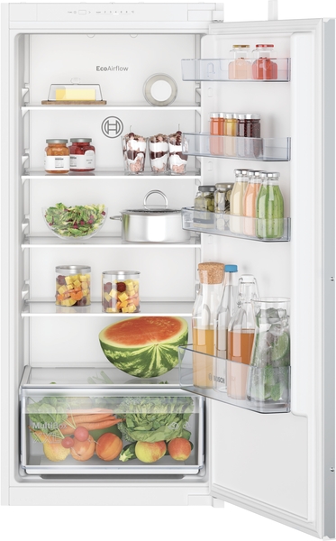 Bosch | Refrigerator | KIR41NSE0 | Energy efficiency class E | Built-in | Larder | Height 122.1 cm | Fridge net capacity 204 L | Display | 35 dB | White