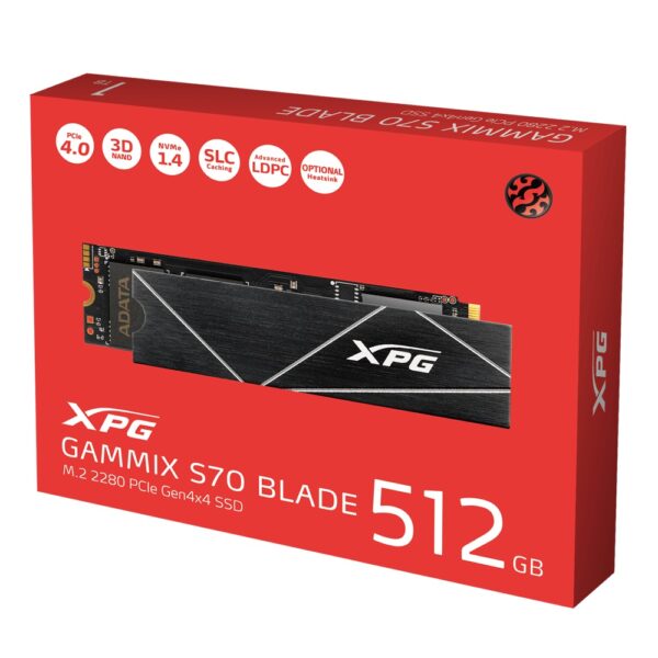 ADATA | XPG Gammix S70 BLADE | 512 GB | SSD form factor M.2 2280 | Solid-state drive interface  PCIe Gen4x4 | Read speed 7400 MB/s | Write speed 2600 MB/s - Image 5
