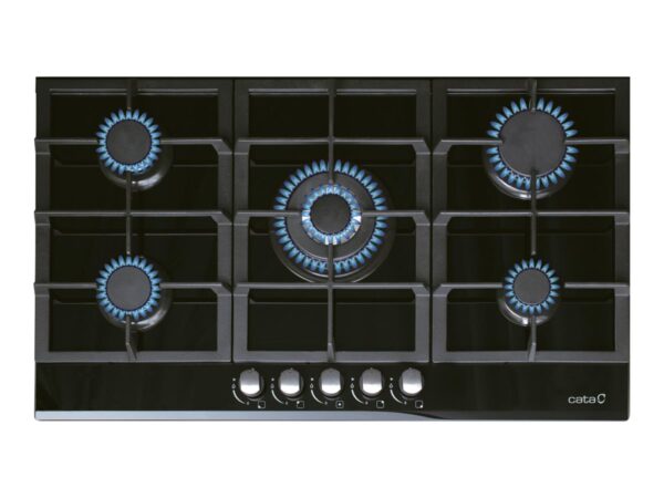 CATA | Hob | LCI 9041 BK | Gas on glass | Number of burners/cooking zones 5 | Rotary knobs | Black - Image 2