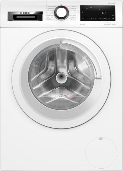 Bosch | Washing Machine with Dryer | WNA144VLSN | Energy efficiency class B | Front loading | Washing capacity 9 kg | 1400 RPM | Depth 59 cm | Width 60 cm | Display | LED | Drying system | Drying capacity 5 kg | Steam function | White