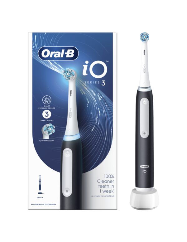Oral-B | Electric Toothbrush | iO3 Series | Rechargeable | For adults | Number of brush heads included 1 | Number of teeth brushing modes 3 | Matt Black - Image 2
